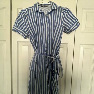LOFT Blue and White Striped Mini Dress